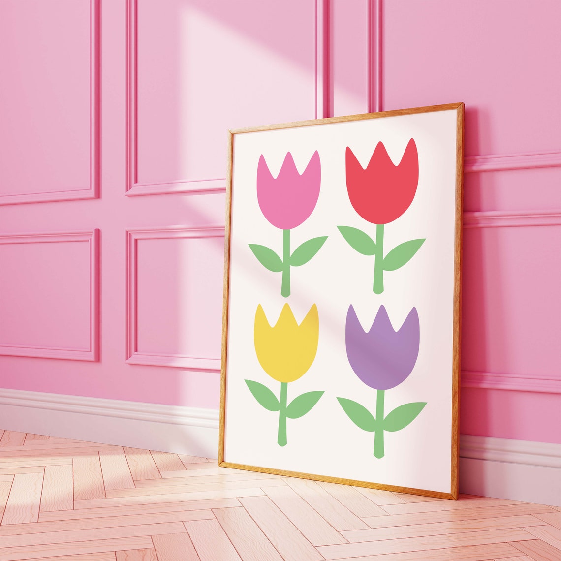 Tulips Print Art Cute Floral Art Print Colorful Flowers Wall Art Trendy Easter Decor Spring Wall Decor - Image 3