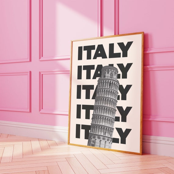 Italy Travel Print Art Italy Leaning Tower Of Pisa Travel Exhibition Print Neutral Wall Art Cute Italy Wall Art