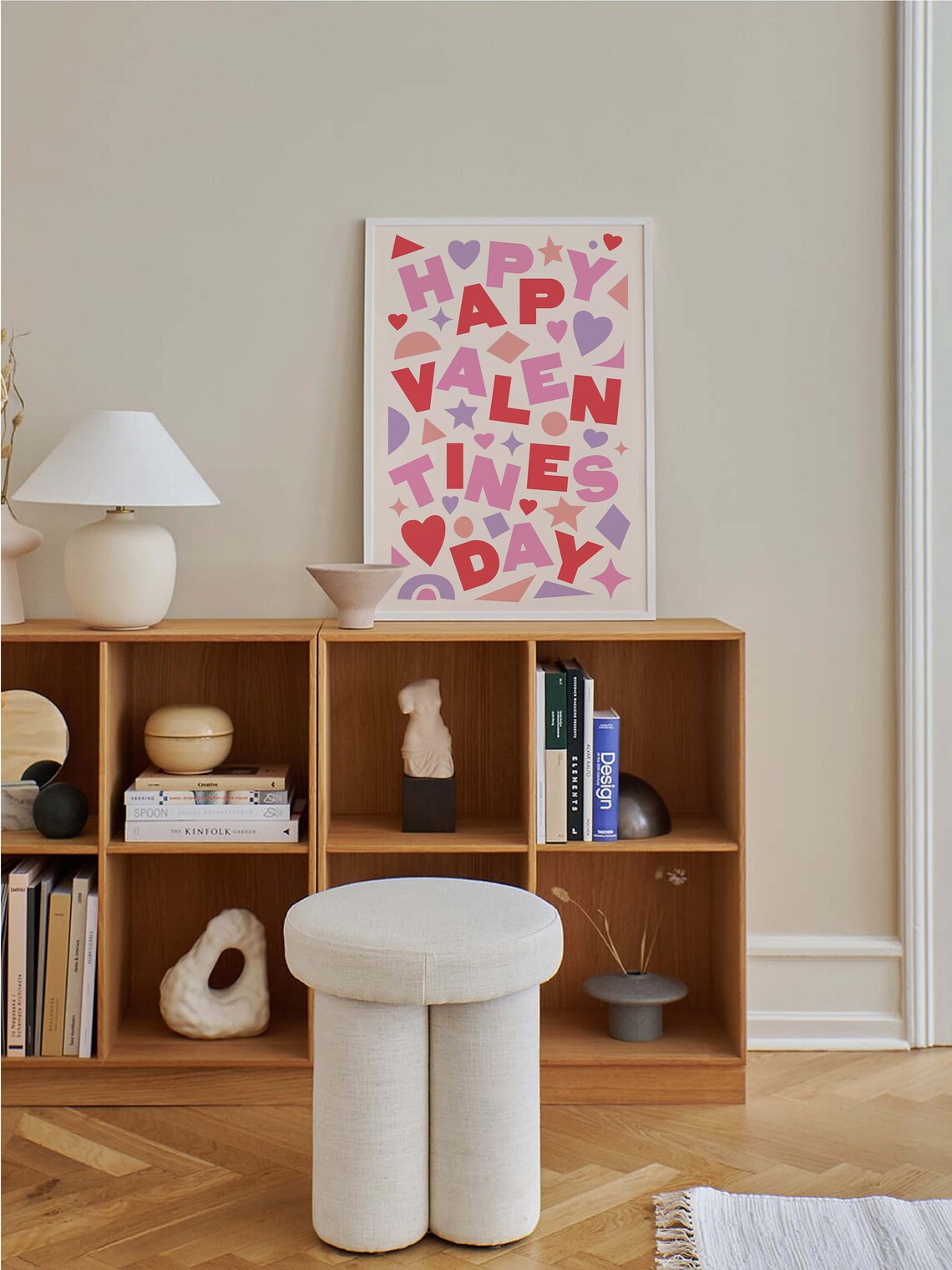 Happy Valentines Day Playful Letter Collage Pink Red Art Poster - Image 5