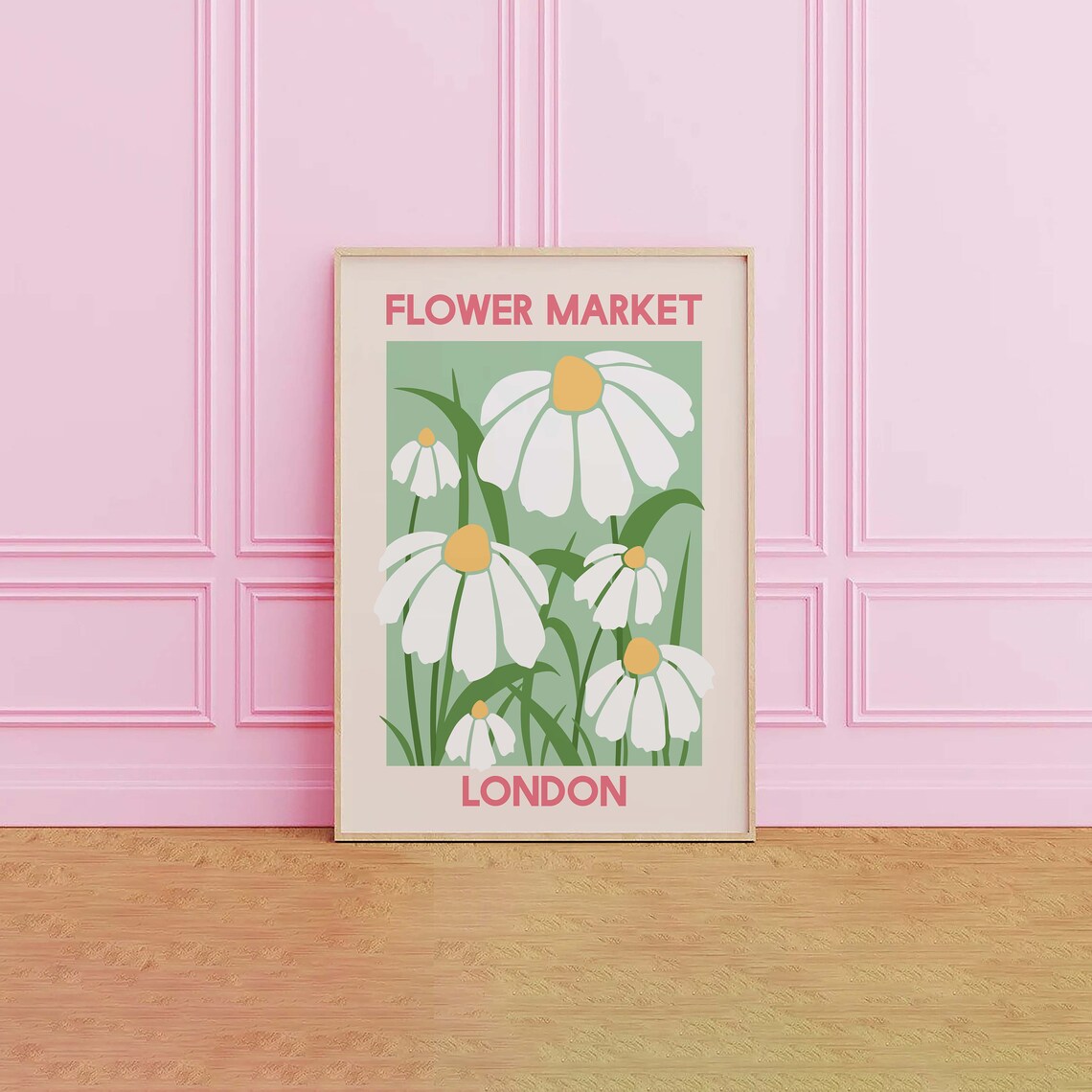 Flower Market London White Daisy Green Floral Exhibition Poster - Image 5