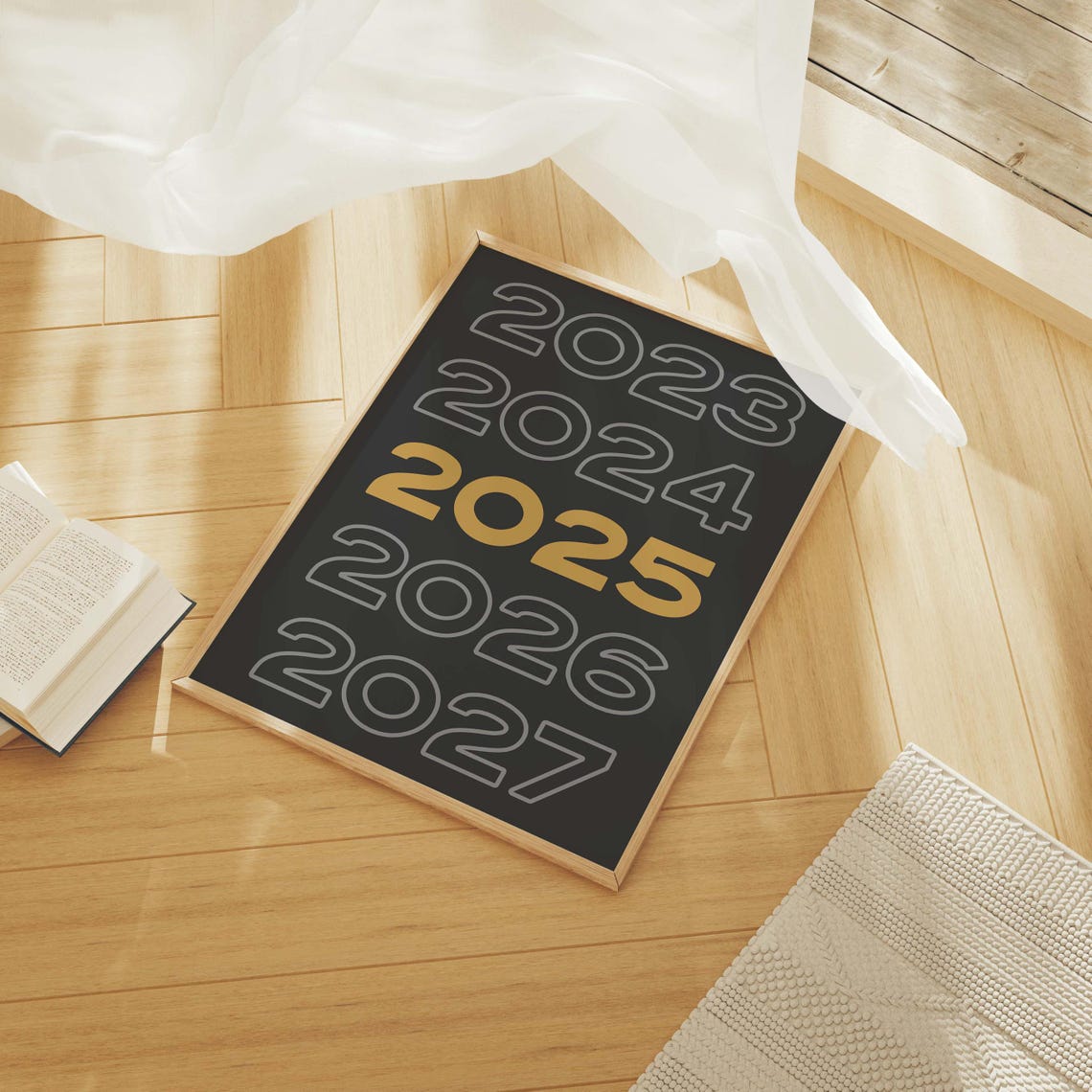 2025 New Year Countdown Gold on Black Typographic Party Poster - Image 4