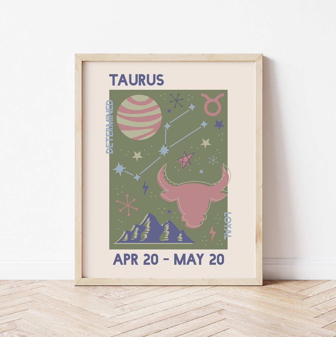Taurus Zodiac Retro Astrology Poster Apr 20 May 20 Bull Sign