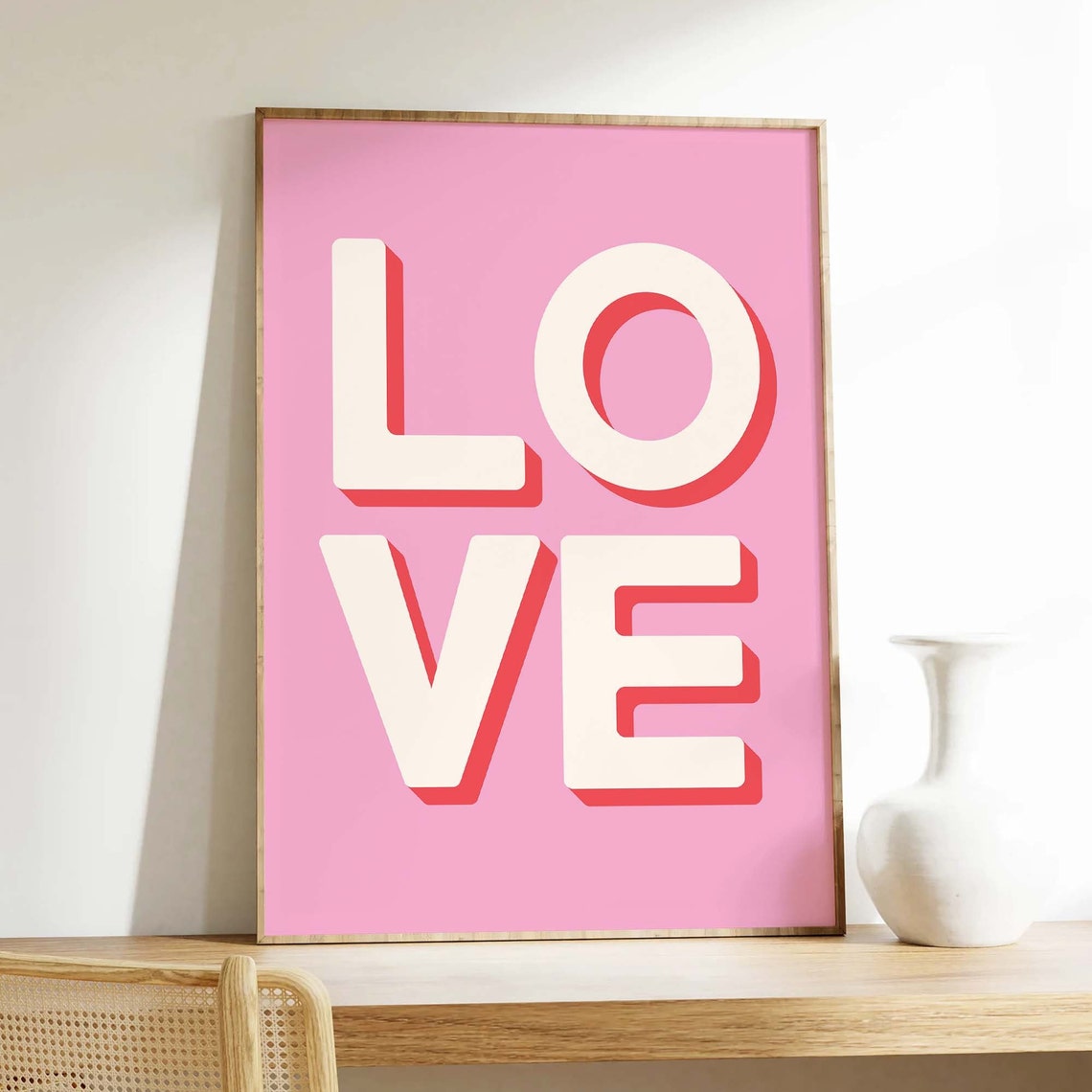 Pink LOVE Bold Typography Retro Modern Valentine Love Quote Poster - Image 4