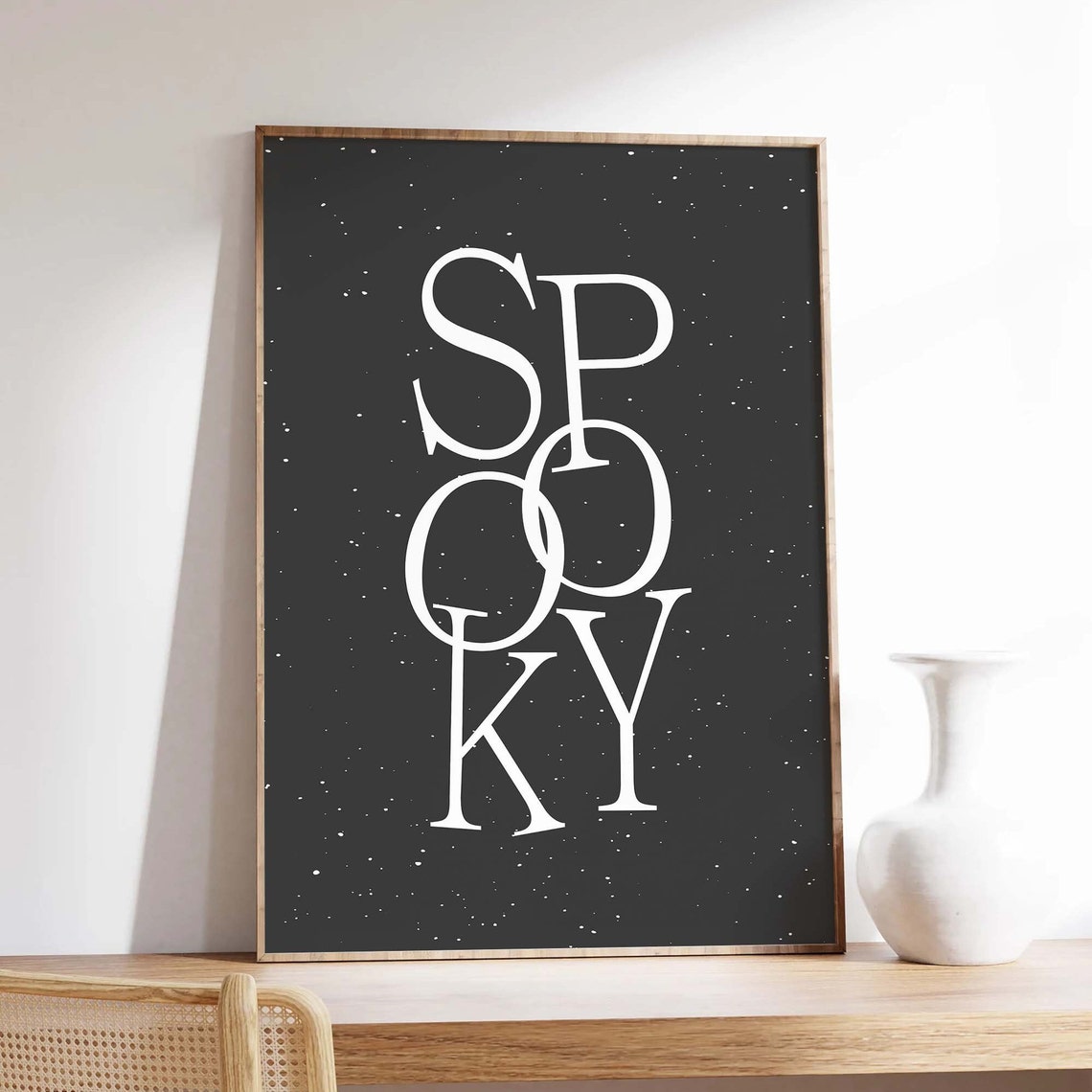 Spooky Minimal Black Halloween Typography Art Wall Decor Poster - Image 2