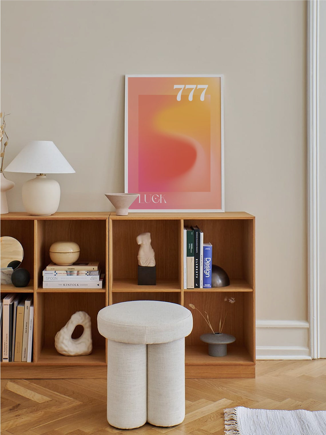 Angel Number 777 Luck Poster with Warm Sunset Aura Gradient Art - Image 3