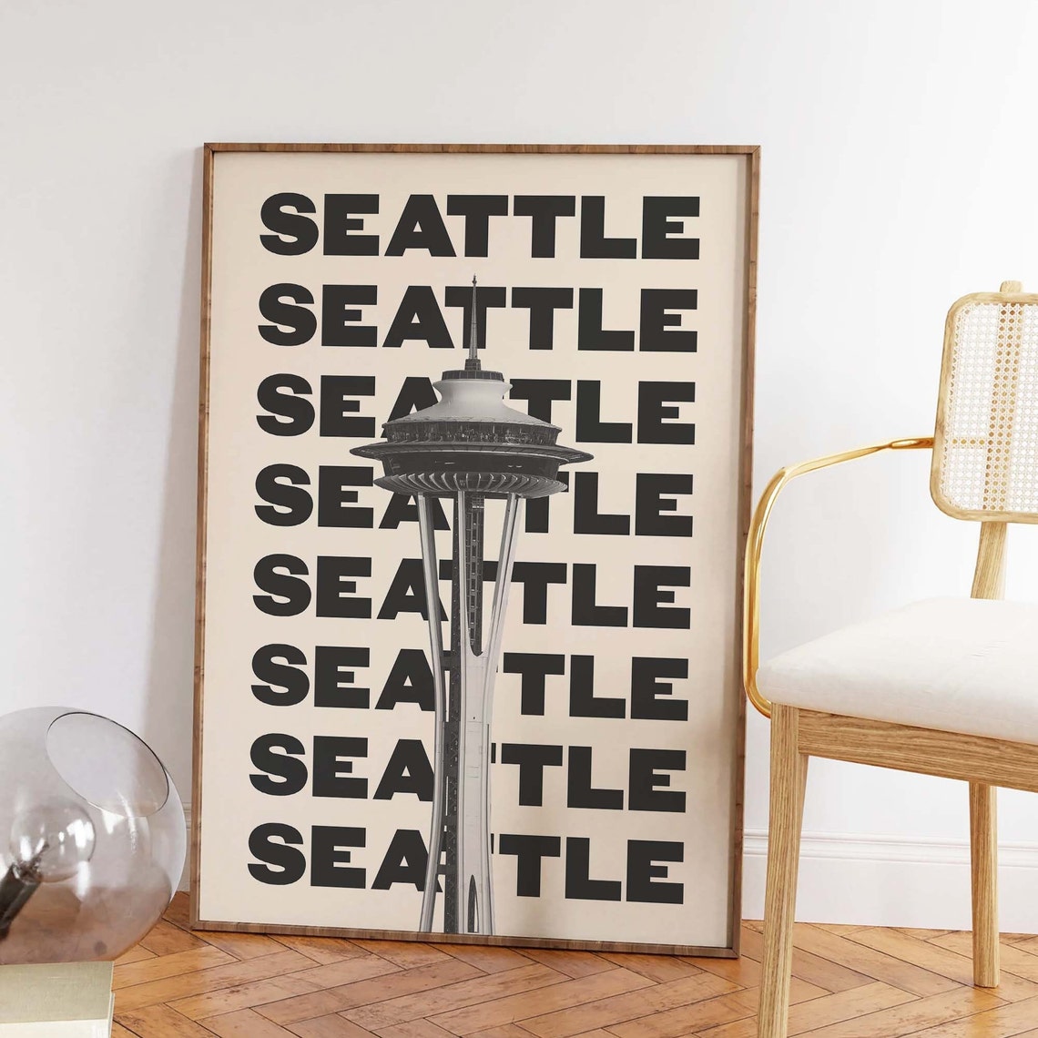Seattle Travel Print Art Seattle Space Needle Travel Exhibition Print Cute Trendy Black White Wall Art - Image 4