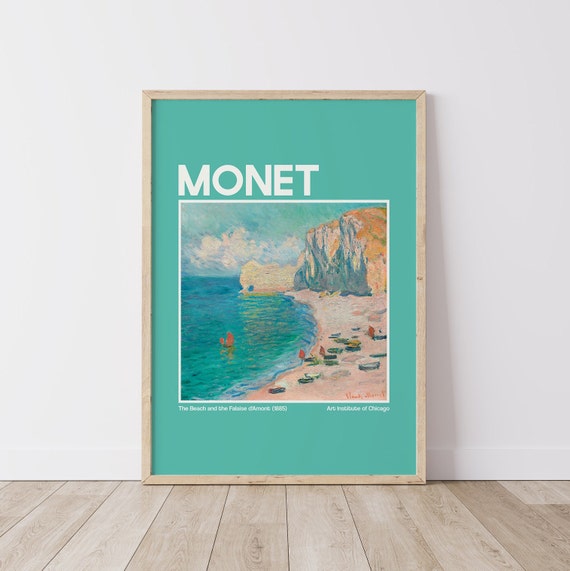 Monet Exhibition Print Art Blue Claude Monet Beach Vintage French Art Cute Trendy Wall Art