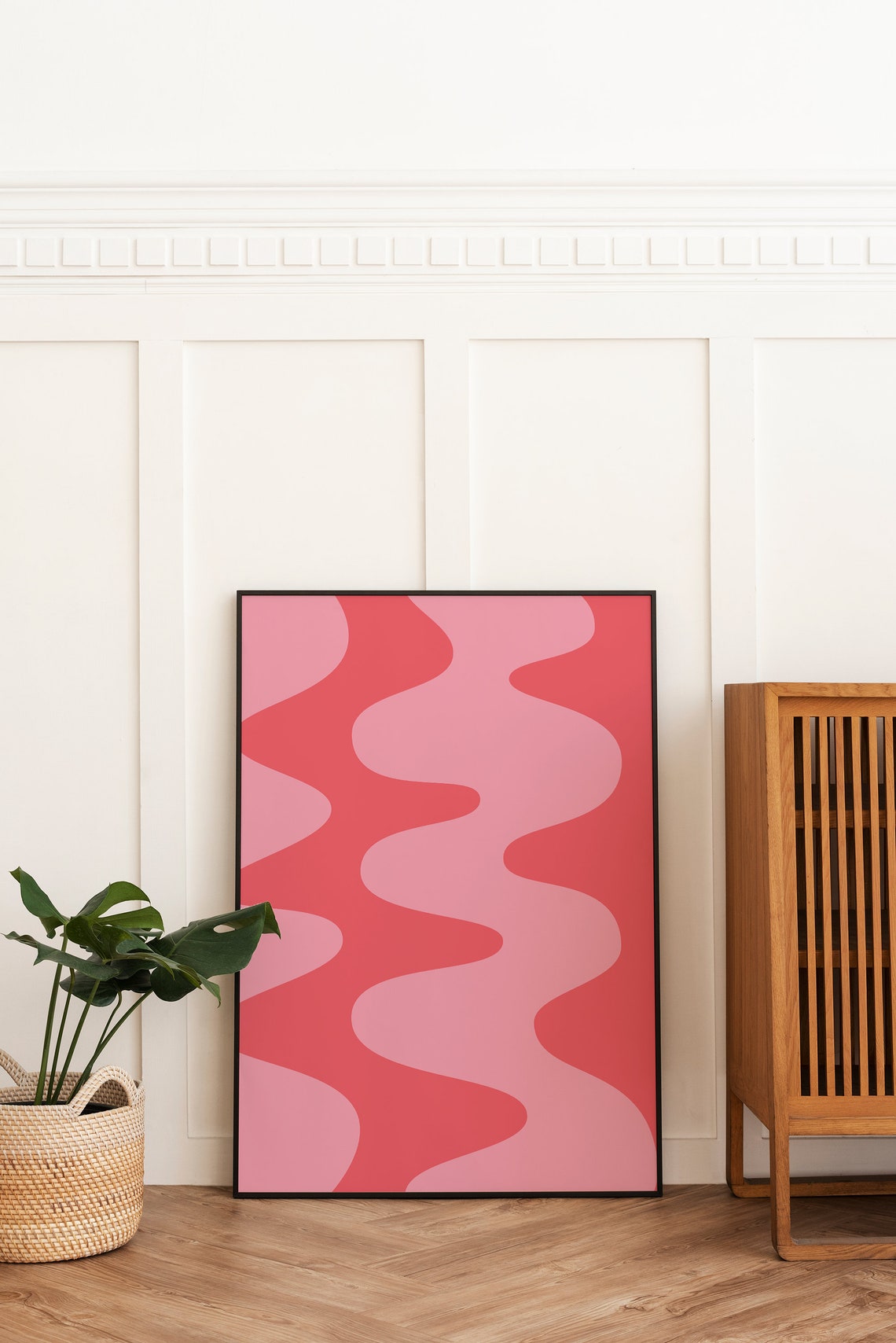 Pink Abstract Print Art Trendy Pink 70s Retro Art Cute Trendy Wall Art - Image 3