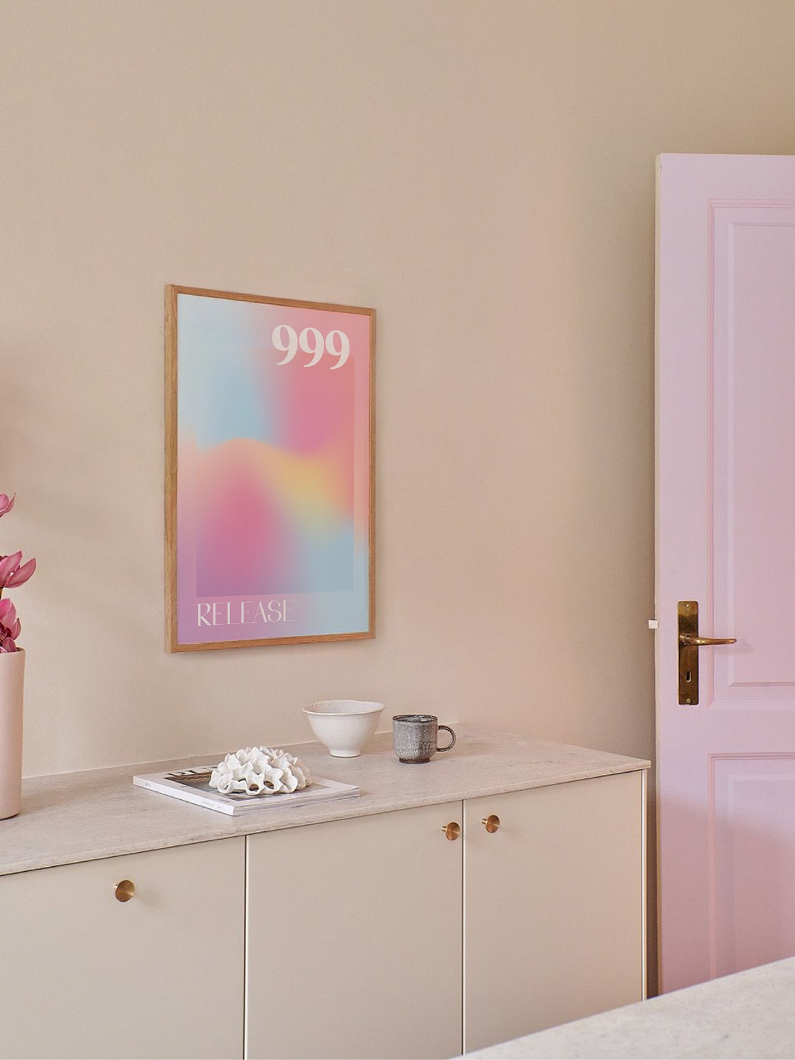 Angel Number 999 Release Poster with Pastel Aura Gradient Design - Image 5