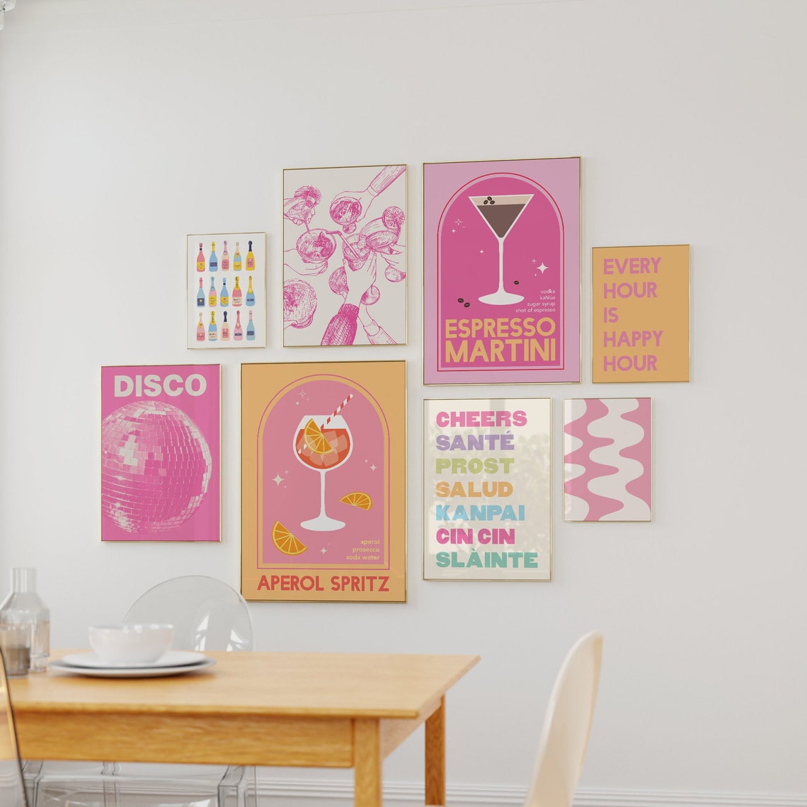 Bar Cart 8 Pink Cocktail Decor Gallery Bundle Espresso Martini Poster - Image 4