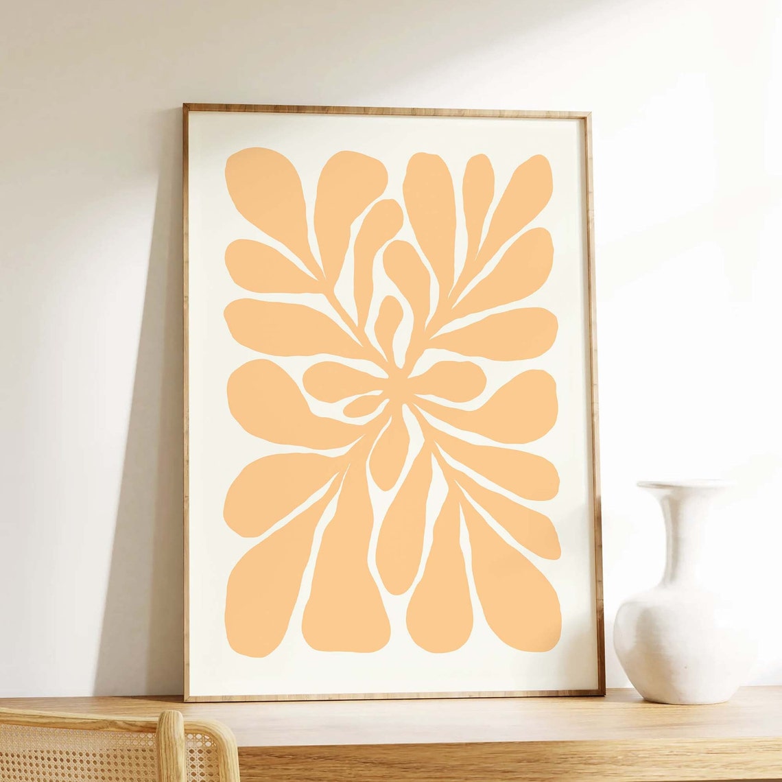 Peach Abstract Botanical Burst Minimalist Poster For Warm Decor - Image 2