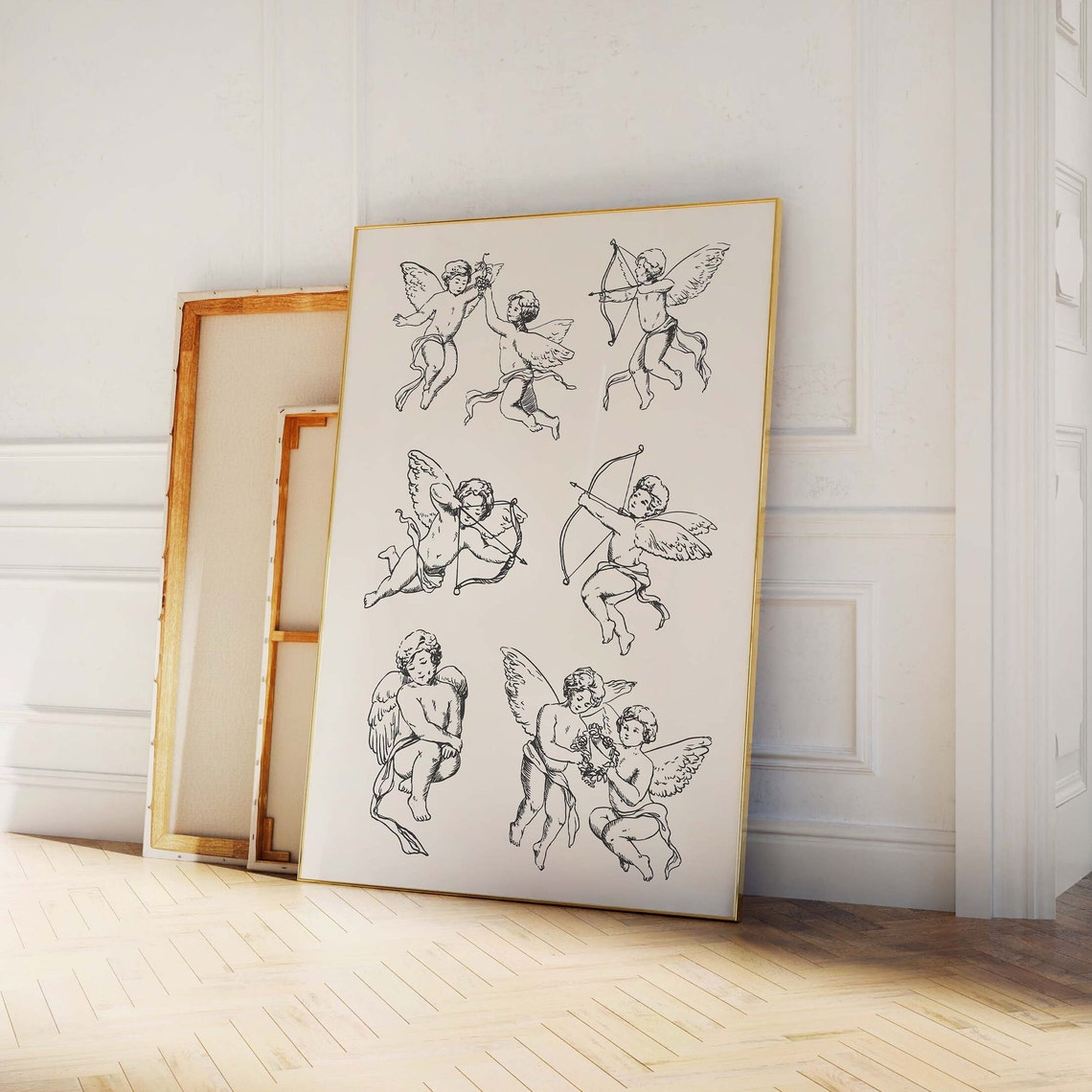 Vintage Cupids Print Art Valentines Day Decor Neutral Wall Art Trendy Valentines Cute Romantic Art - Image 3