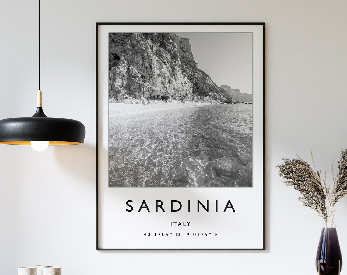 Sardinia Minimalist Travel Poster, Italy Art Print