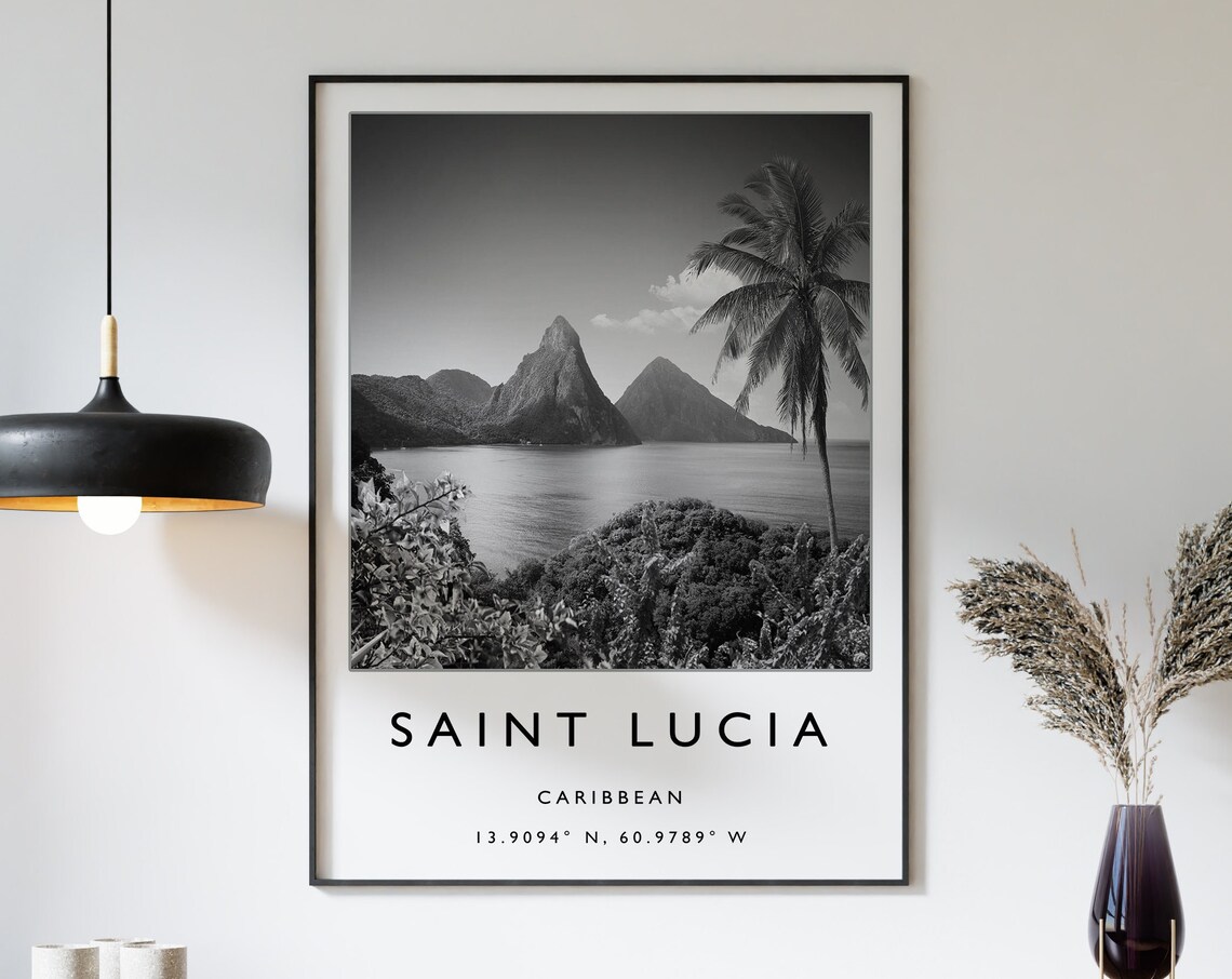 Saint Lucia Travel Poster, Caribbean Art Print