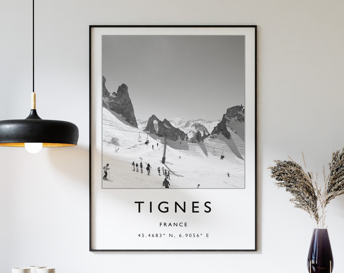 Skiing Travel Poster Tignes France Ski Print France Travel Print Skiing Art Skiing Print Winter Sport Art Ski Gift A1a2a3a4