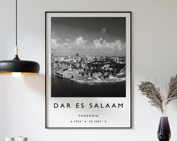 Dar Es Salaam Travel Print Dar Es Salaam Tanzania Travel Poster Africa Travel Art Print Travel Poster Black White Gift A2a3a3