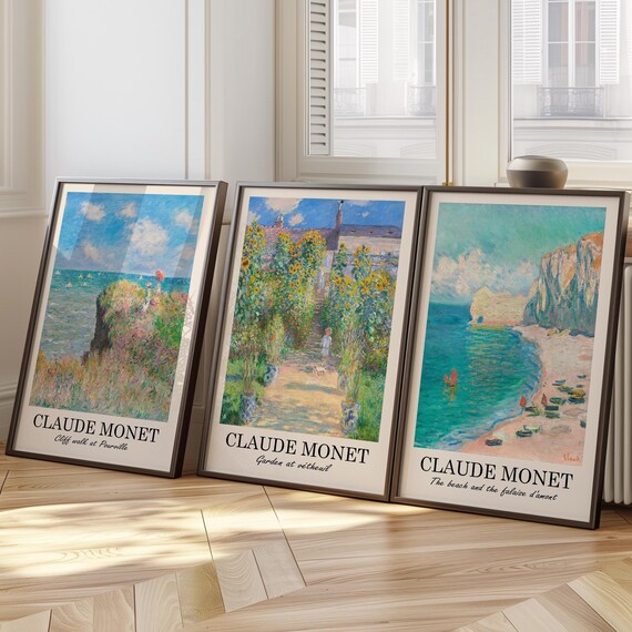 Claude Monet Impressionist Trio Set Cliff Garden Falaise Museum Poster