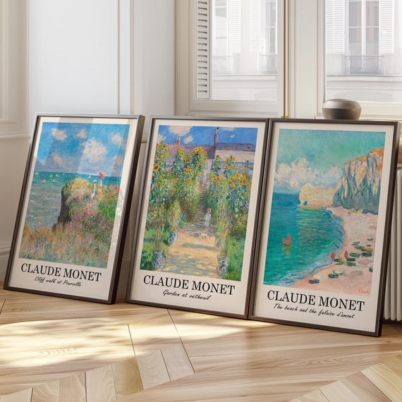 Claude Monet Poster Cliff Walk At Pourville Garden Vtheuil The Beach And Falaise Damont Impressionist Art Setclaude
