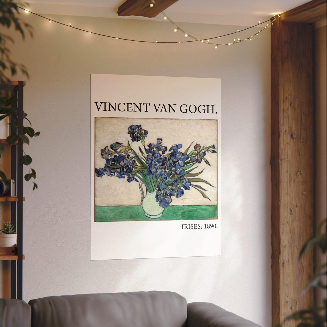 Vincent van Gogh Irises 1890 Blue Still Life Flowers Museum Poster - Image 3