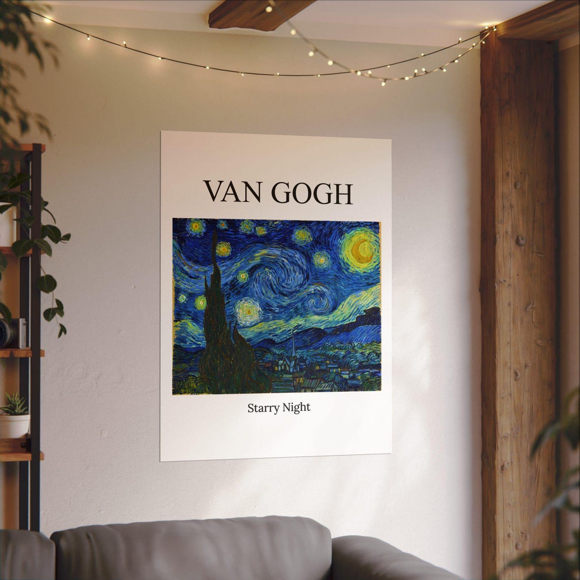 Vincent van Gogh The Starry Night Swirling Sky Museum Poster - Image 3