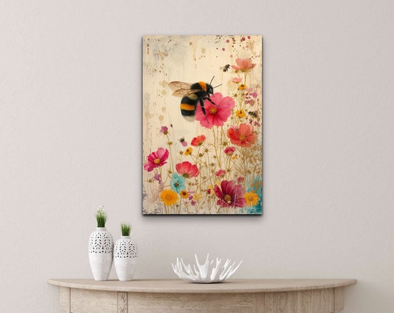 Watercolor Bumble Bee Wall Art