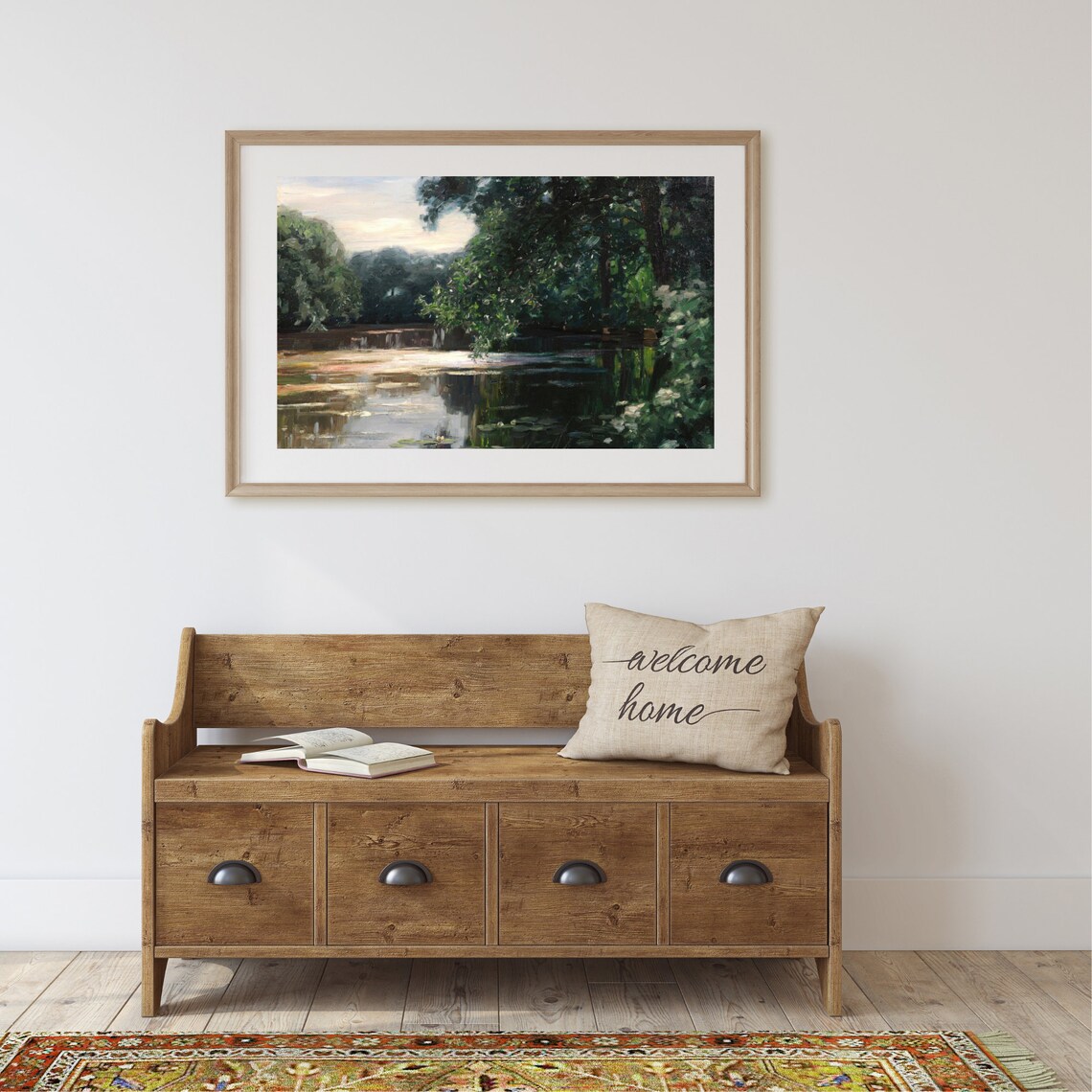 Vintage Pond Landscape, Country Spring Art Print - Image 2