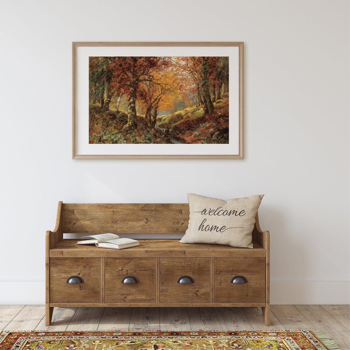 Autumn Landscape Oil Painting, Vintage Rustic Art Print - Image 2