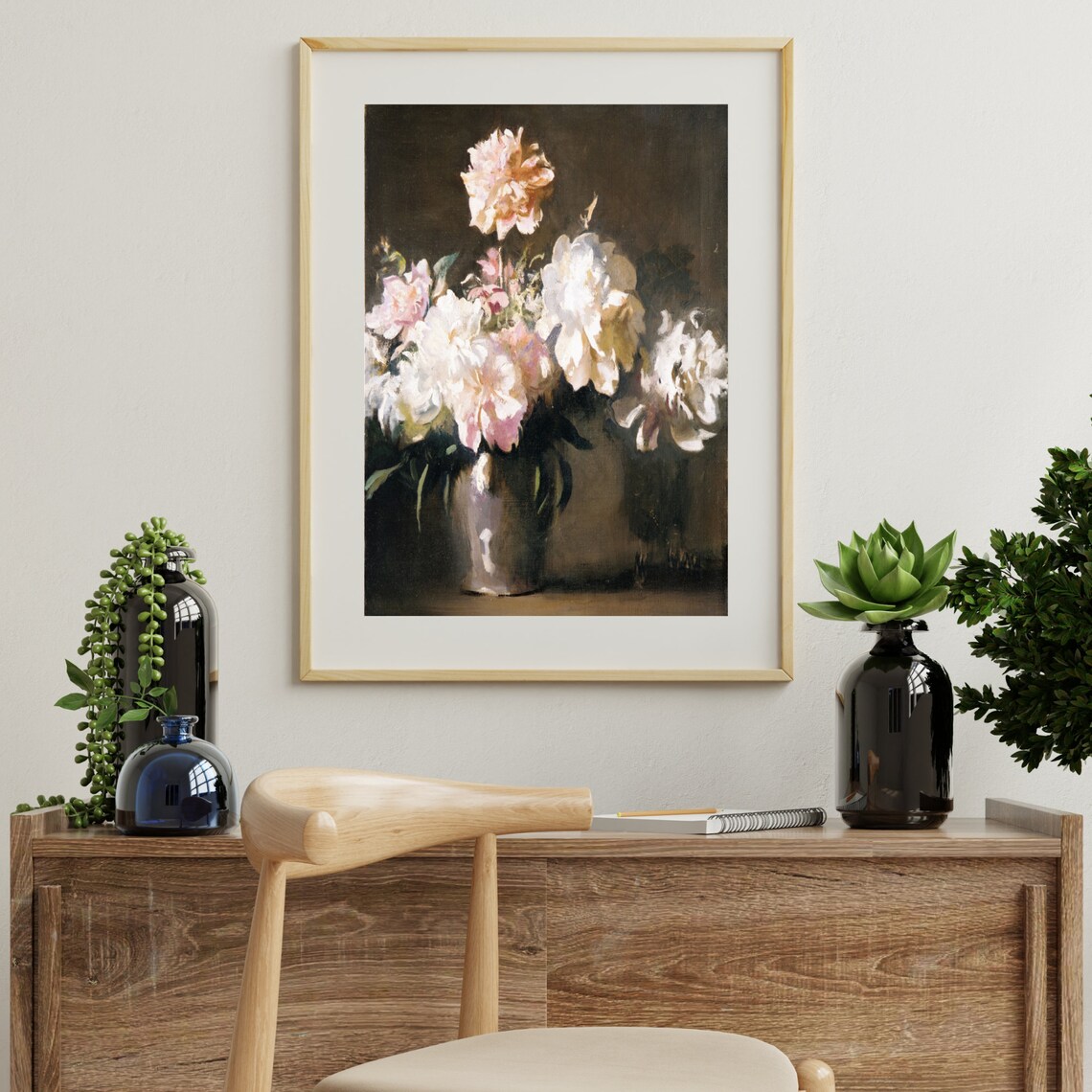 Vintage Peonies Still Life Art Print, Botanical - Image 2