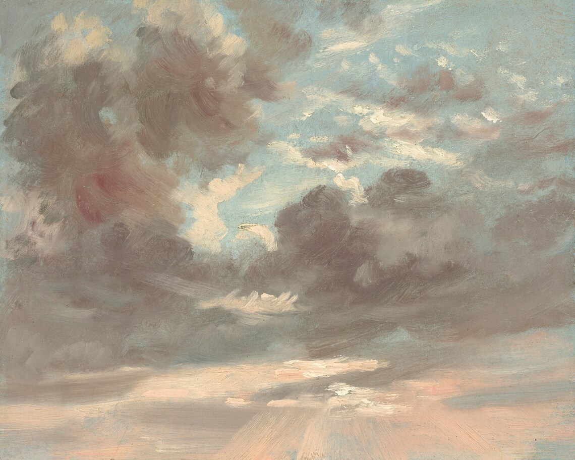 Stormy Sunset Vintage Cloudy Sky Landscape Art Print - Image 2