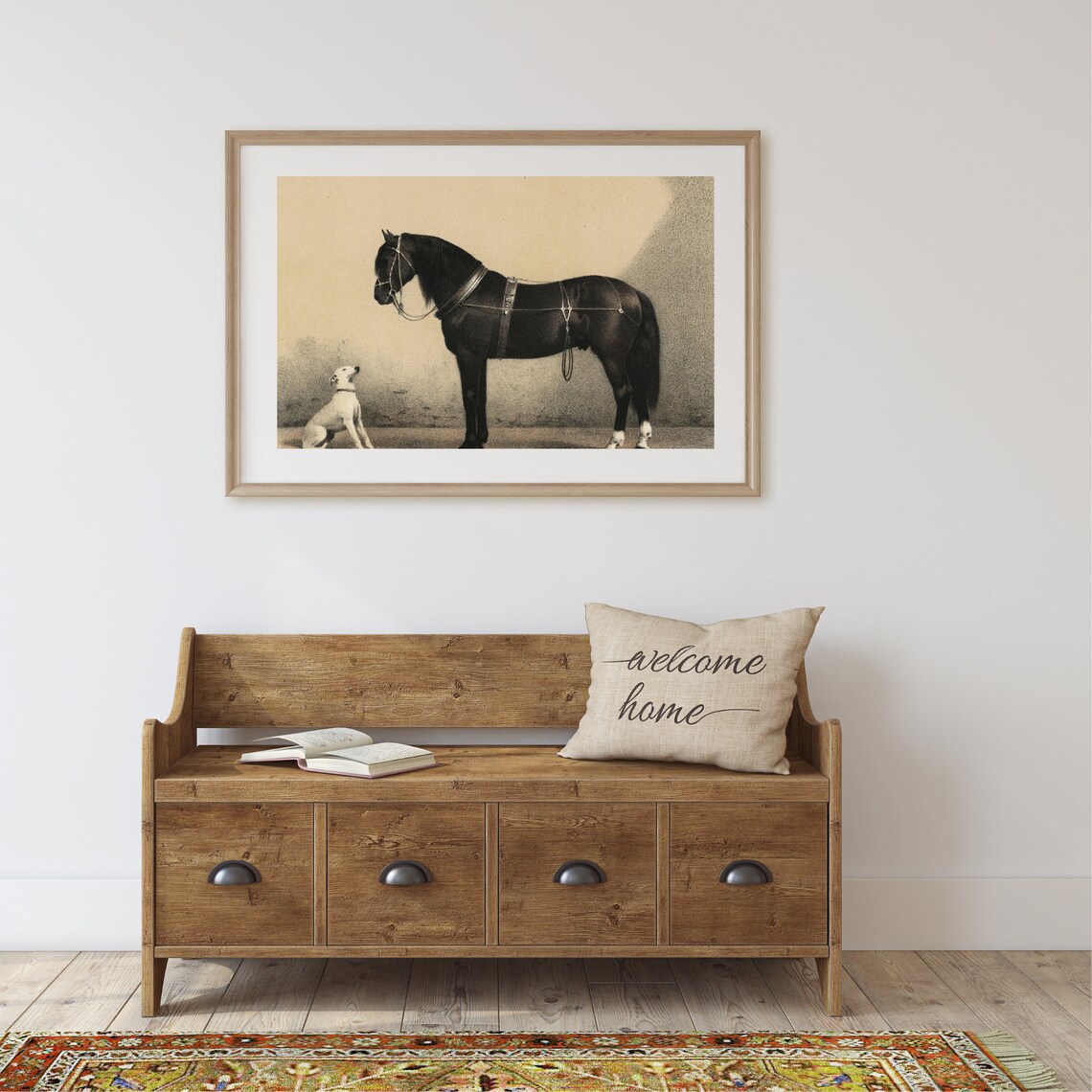 Horse And Dog Vintage Lithograph Animal Art Print - Image 2