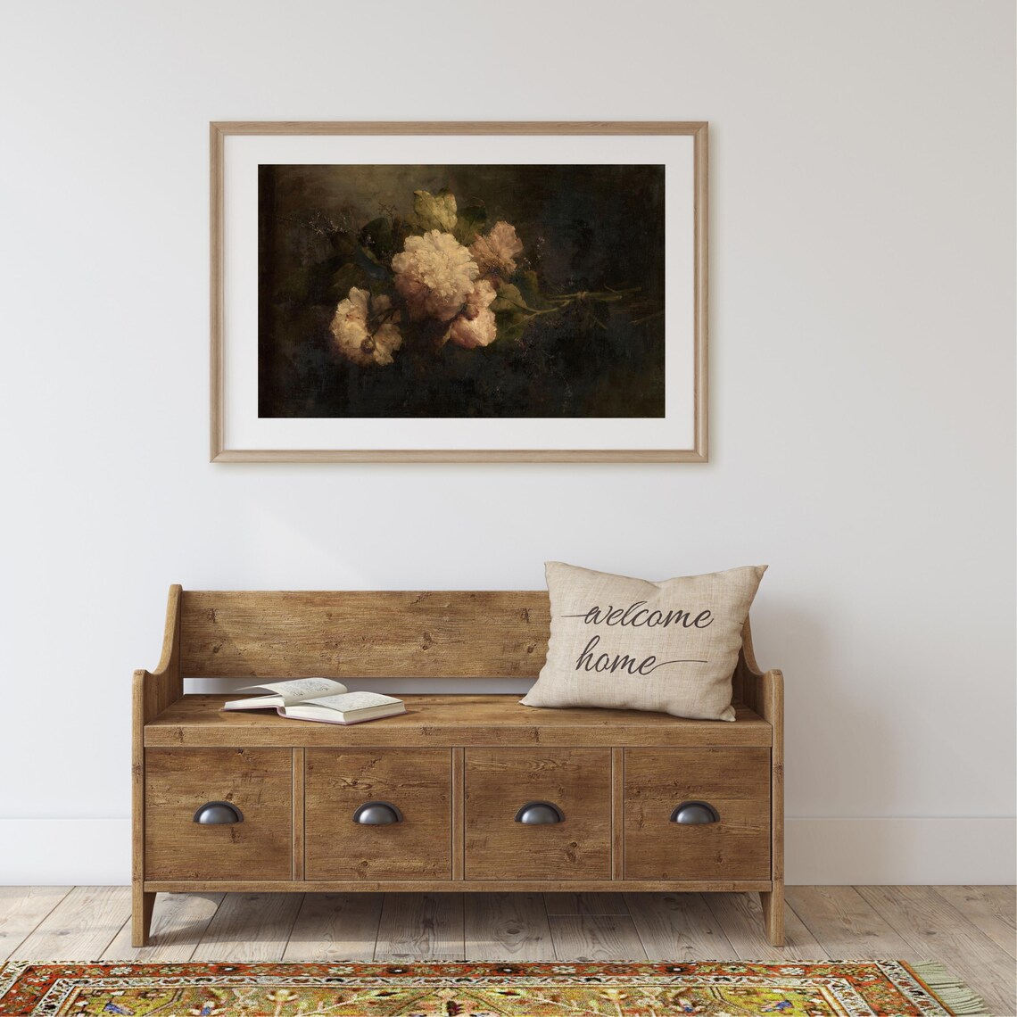 Vintage Peonies Still Life, Dark Academia Art Print - Image 2