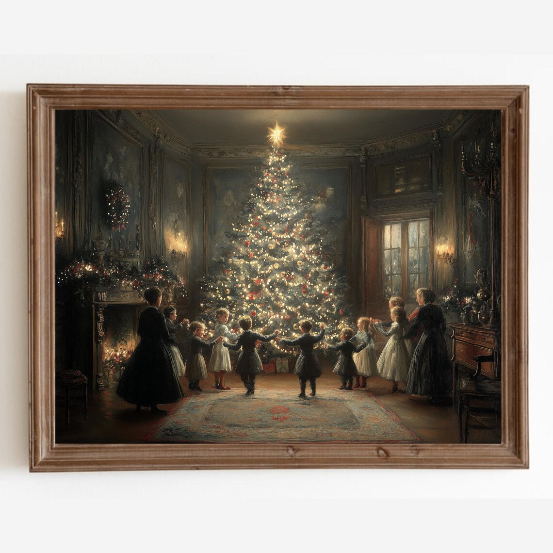 Vintage Christmas Tree Art Print, Holiday Wall Decor