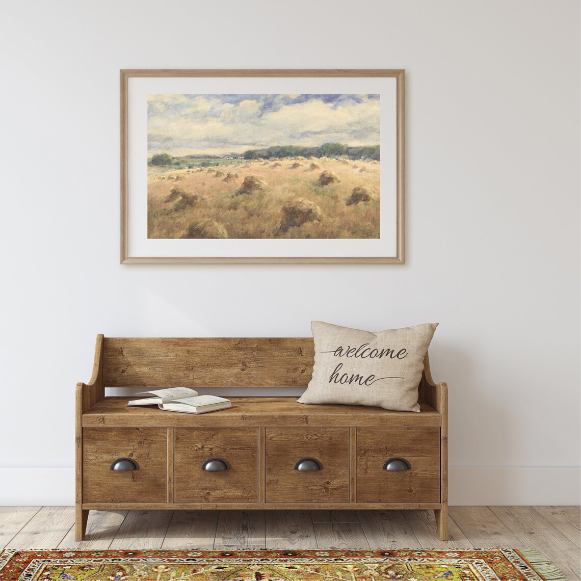 Wheat Field Vintage Farmhouse Landscape Art Print - Image 2