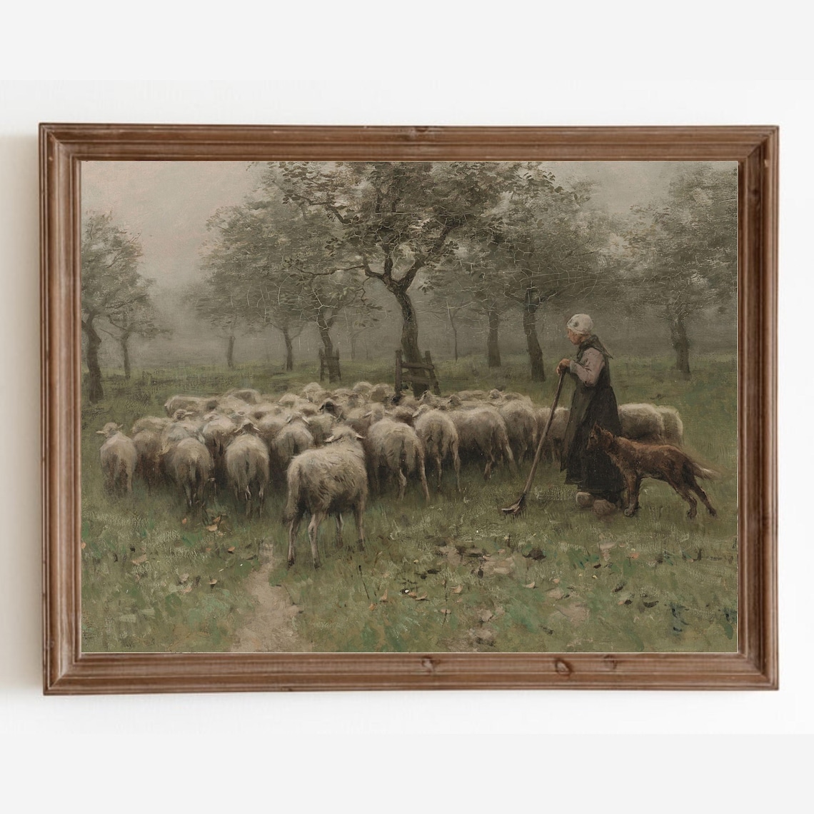 Vintage Sheep Country Landscape, Farmhouse Art Print