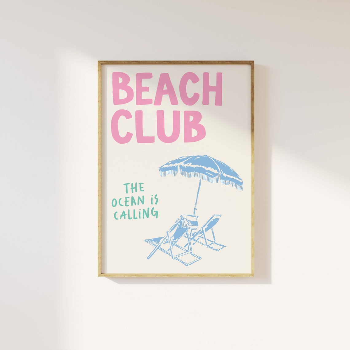 Beach Club The Ocean Is Calling Quote Art Poster for Coastal Decor - Image 3