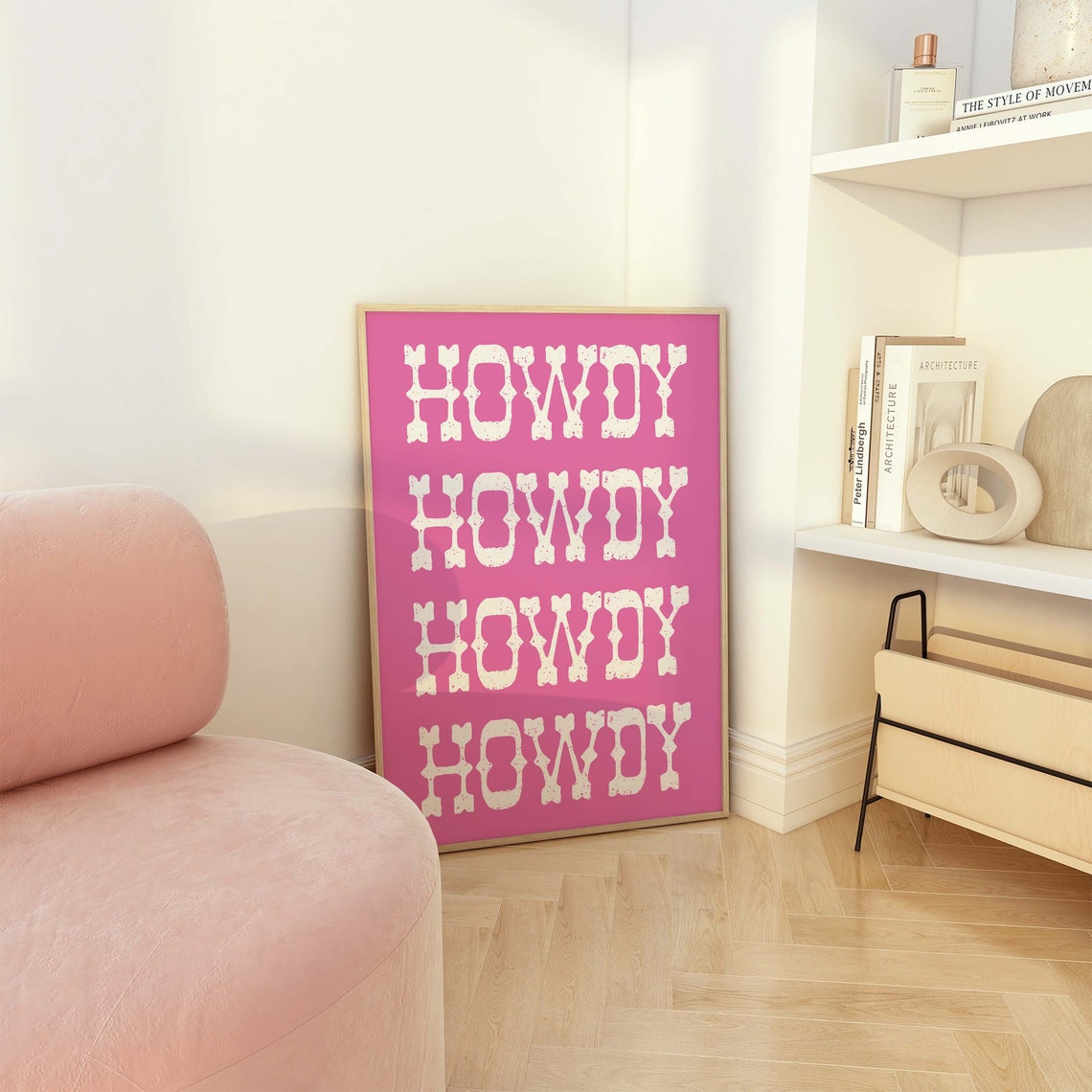 Howdy Western Lettering Pink Repeat Typography Retro Art Poster - Image 2