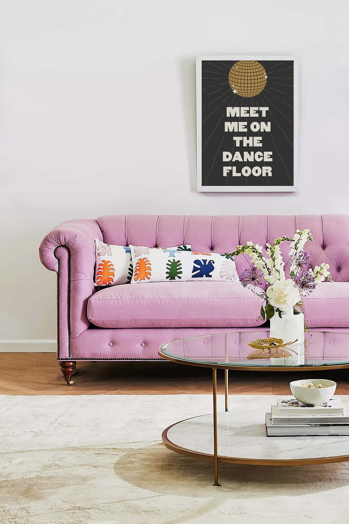 Meet Me On The Dance Floor Gold Disco Ball Party Quote Poster - Image 3