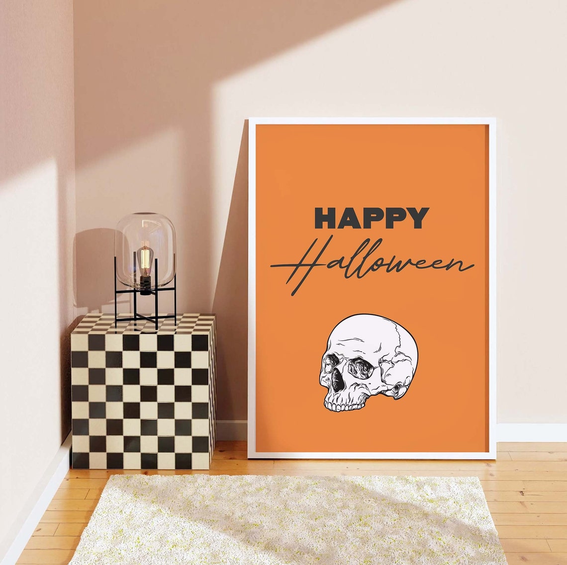 Happy Halloween Cute Skull Orange Black Script Spooky Decor Poster - Image 7