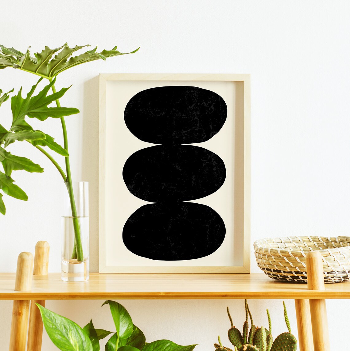 Stacked Black Pebbles Zen Balance Minimalist Abstract Poster - Image 3