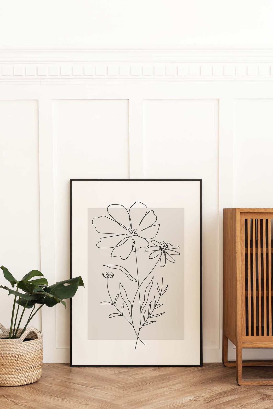 Beige Line Art Wildflower Botanical Minimalist Neutral Decor Poster - Image 4