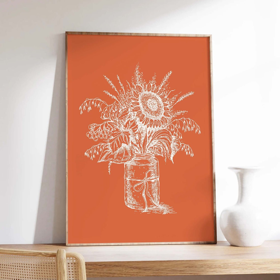 Fall Flowers Print Art Cute Fall Bouquet Wall Print Cozy Autumn Art Print Autumn Art Decor - Image 3
