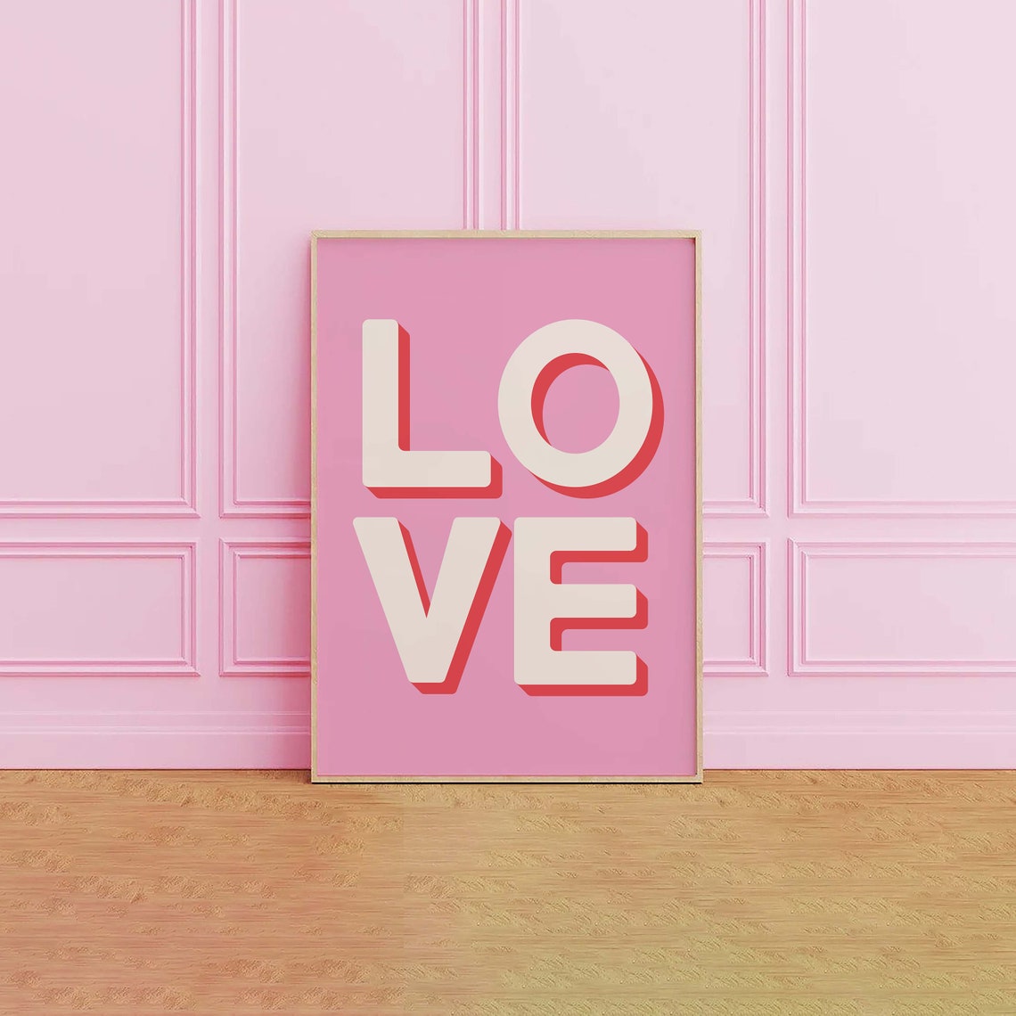 Pink LOVE Bold Typography Retro Modern Valentine Love Quote Poster - Image 3