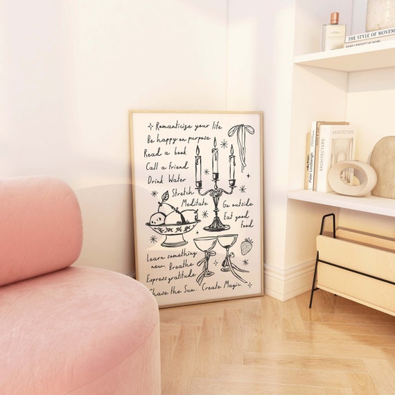 Handdrawn Quote Print Art Cute Illustrations Art Trendy Affirmation Wall Art Positivity Art