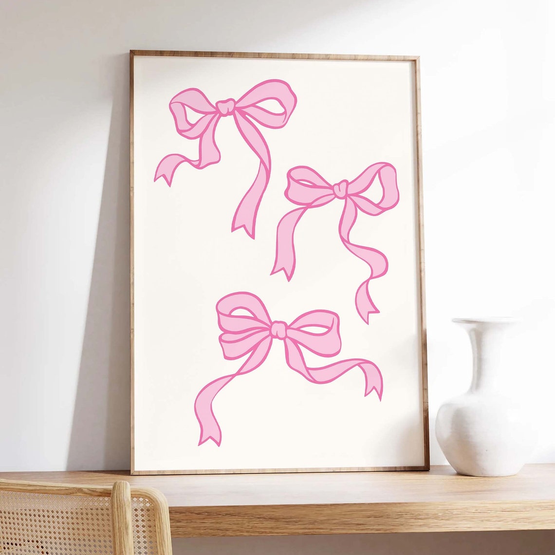 Pink Ribbon Bows Illustration Balletcore Nursery Room Decor Poster - Image 4