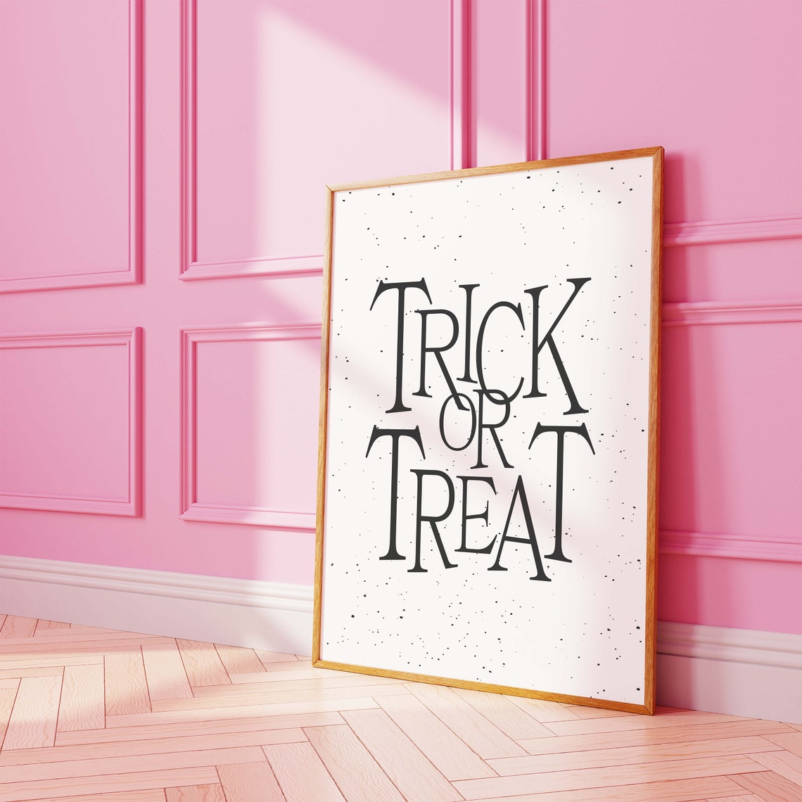 Trick Or Treat Minimal White Halloween Quote Wall Decor Poster - Image 3