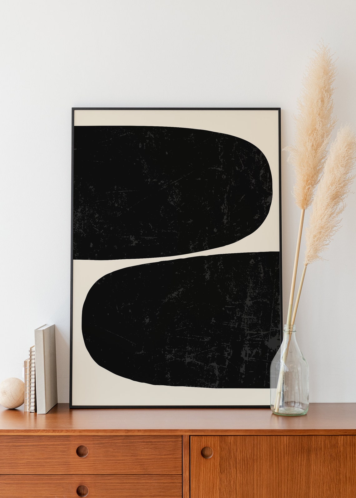 Abstract Black Wall Print Art Mid Century Modern Minimal Abstract Shapes Art Cute Trendy Wall Art - Image 5