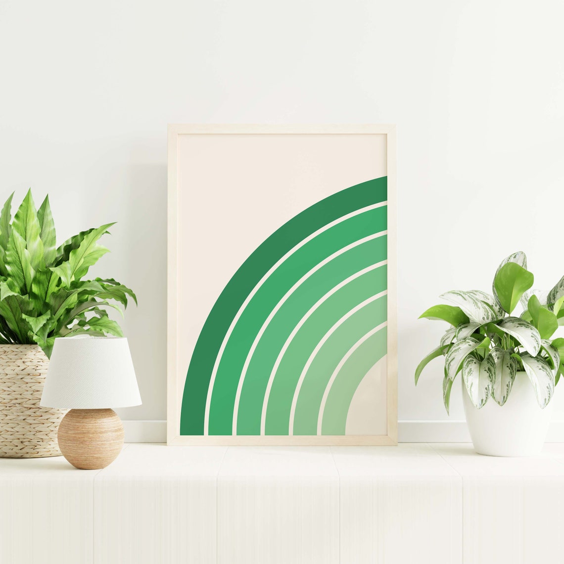 Green Rainbow Gradient Arc Minimalist Retro Trendy Boho Decor Poster - Image 4
