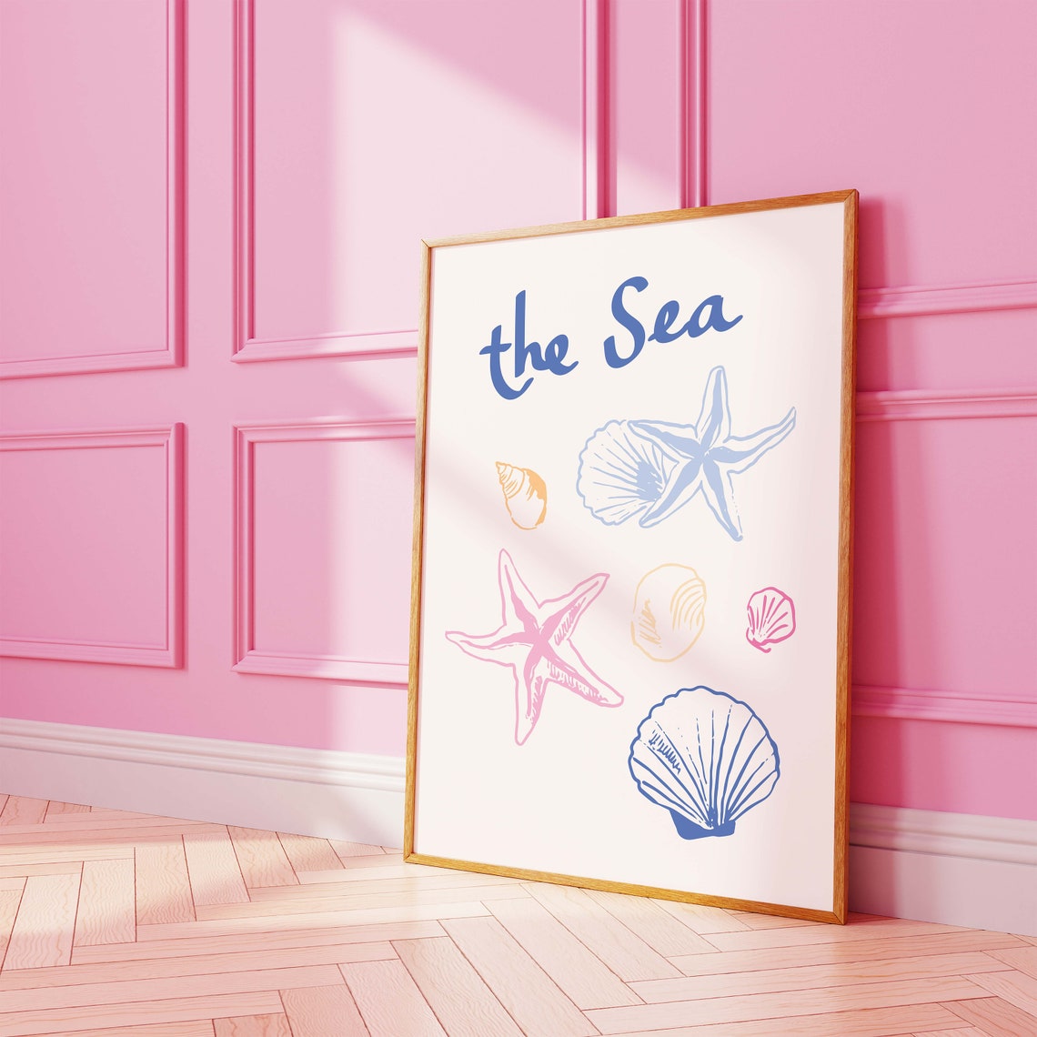 The Sea Pastel Seashell Starfish Art Poster for Coastal Decor - Image 2