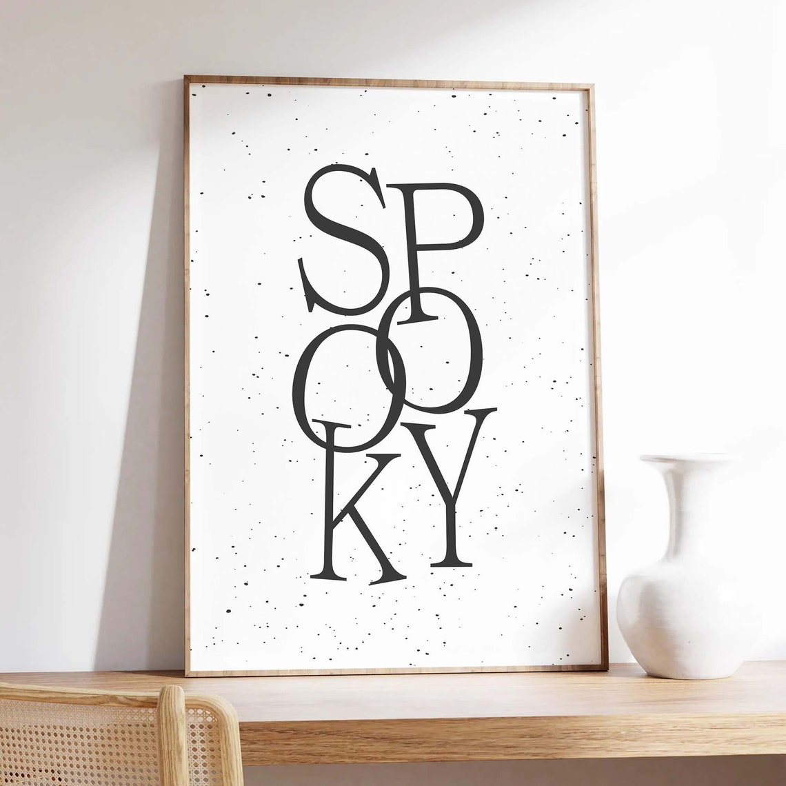 Spooky Minimal White Halloween Typography Art Wall Decor Poster - Image 4