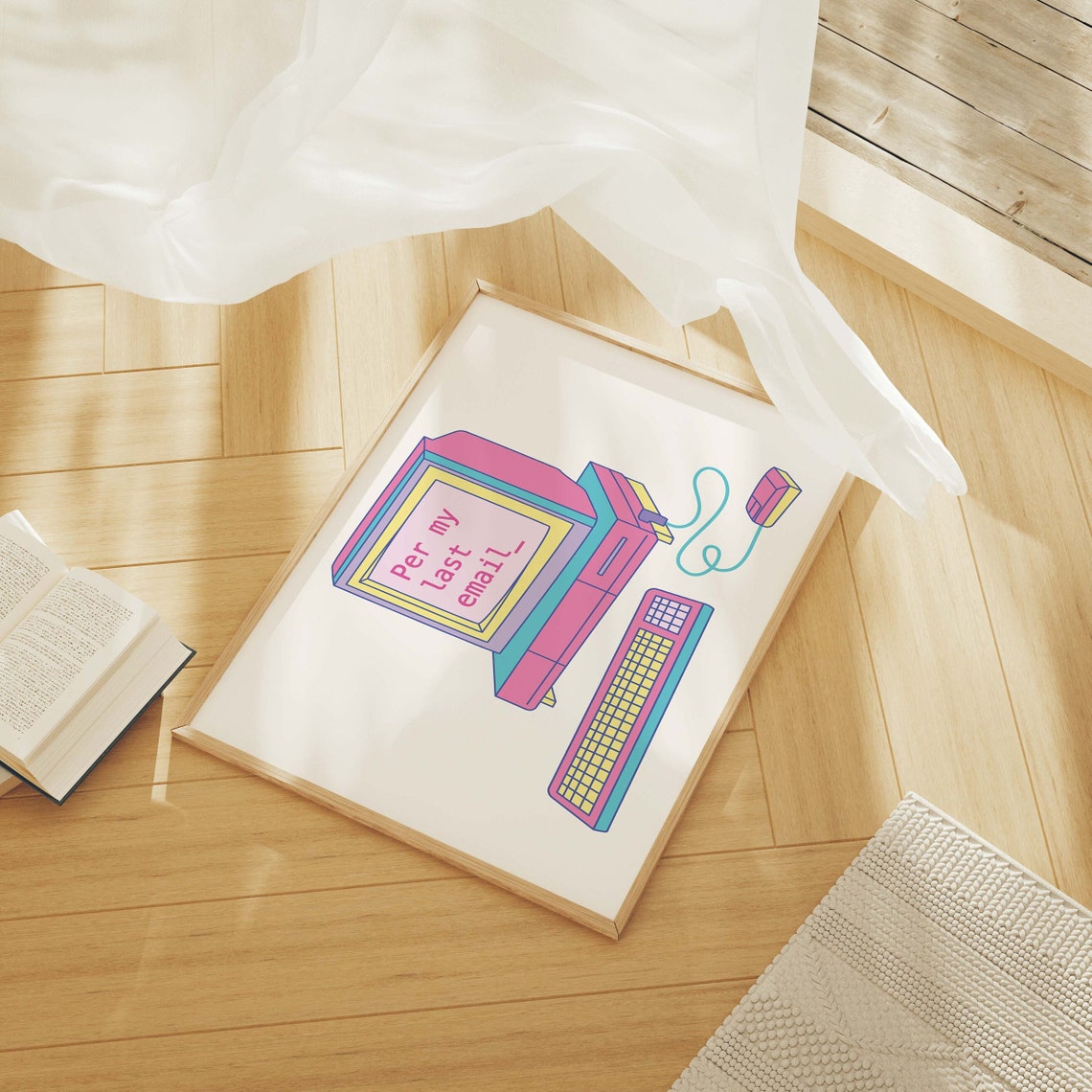 Per My Last Email Print Art Cute Computer Art Print Pink Wall Art Y2k Aesthetic Retro Home Office Decor - Image 3